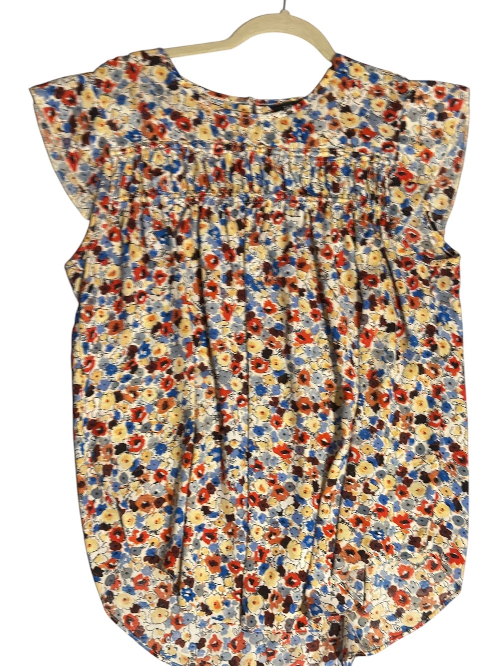 Zac & Rachel Cream Multi Floral Cap-Sleeve Blouse